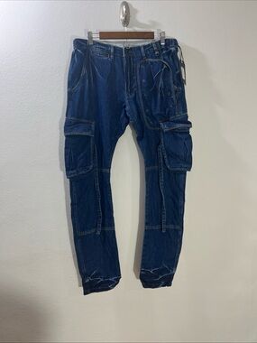 Men’s Sz 32x34 PRPS Cargo Jeans Distressed Utility Pockets Denim Pants Loose Fit